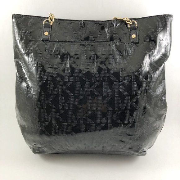 MICHAEL KORS Jet Set Chain Tote MK Signature Black Mirror Metallic - Picture 3 of 16
